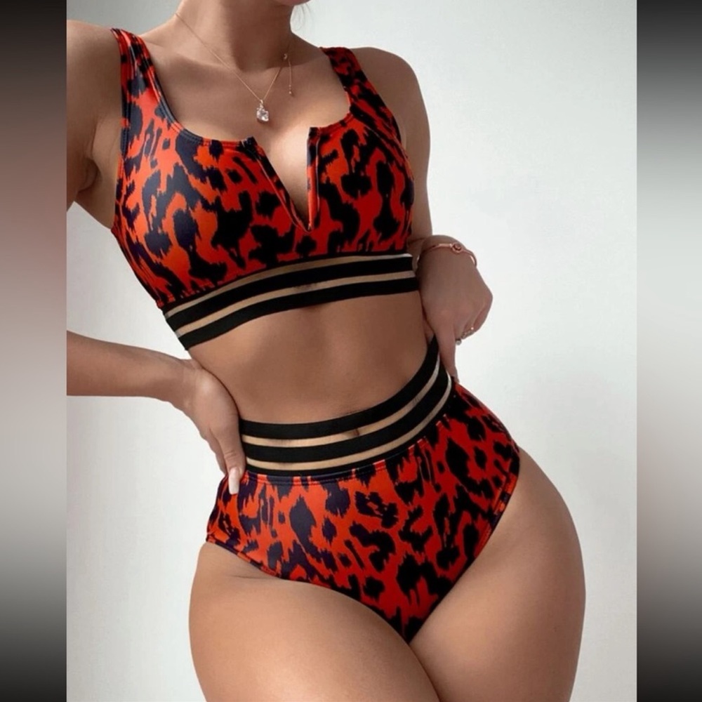 Red Animal Print Bikini